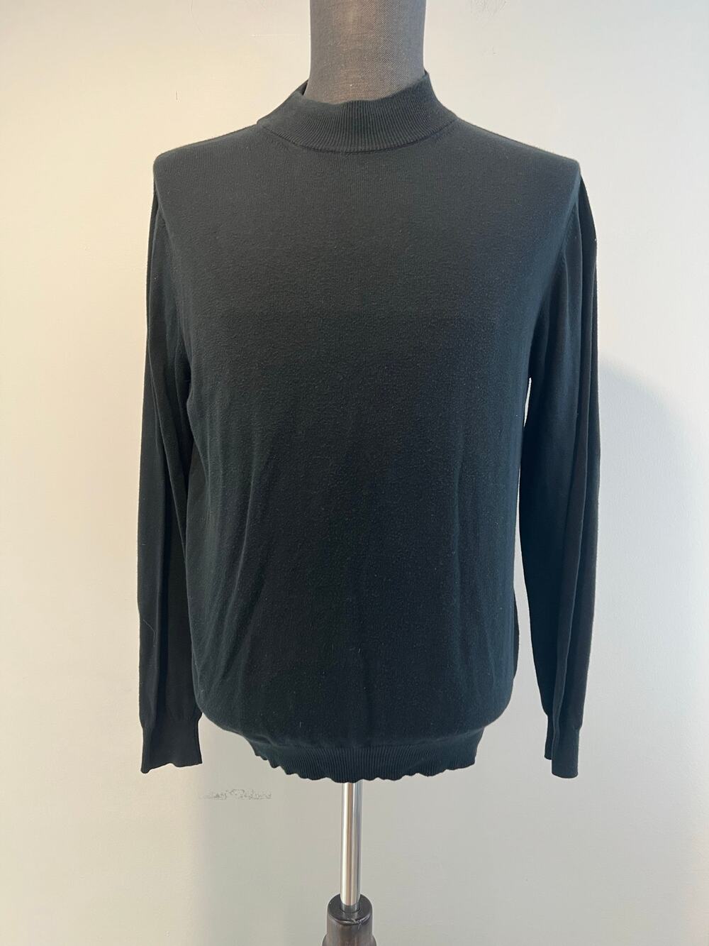 Raffi Linea Uomo Italy Mock Neck Sweater Cotton Modal Black Size Medium SG